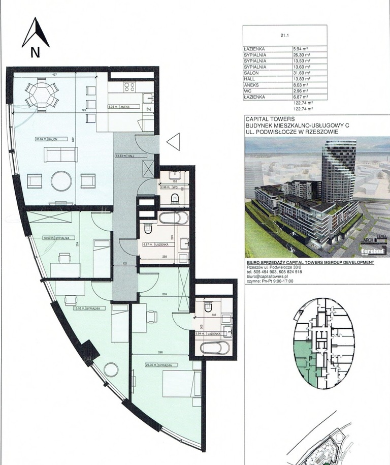 Apartament w Capital Towers 123 m2, Nowe Miasto