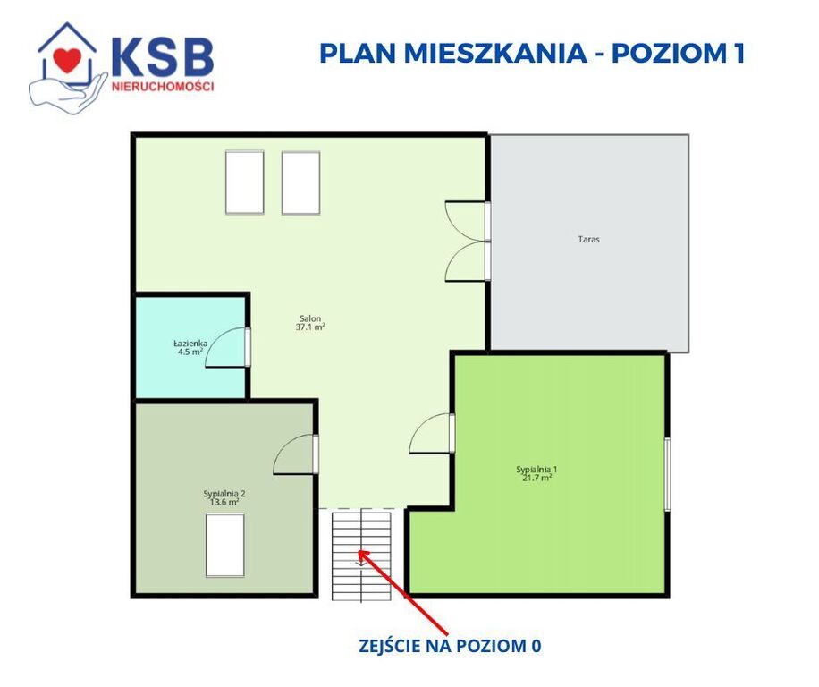 Apartament dwupoziomowy, Ostrowiec Św - 78m2