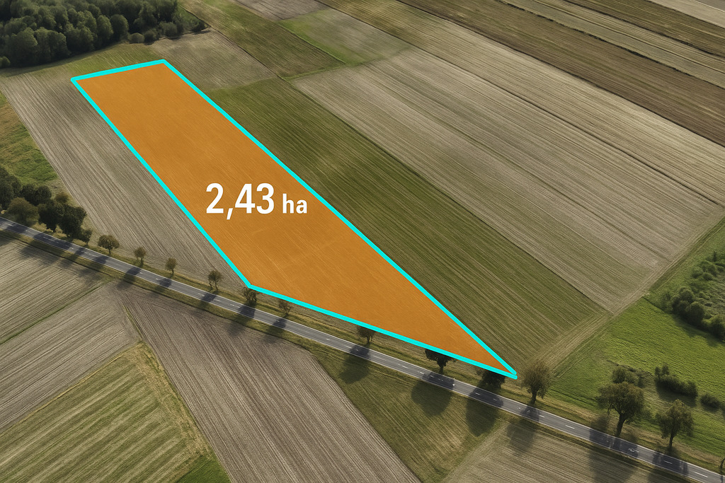 2,43 ha inwestycyjne z MPZP, 2 km do A1, gm. Rzgów