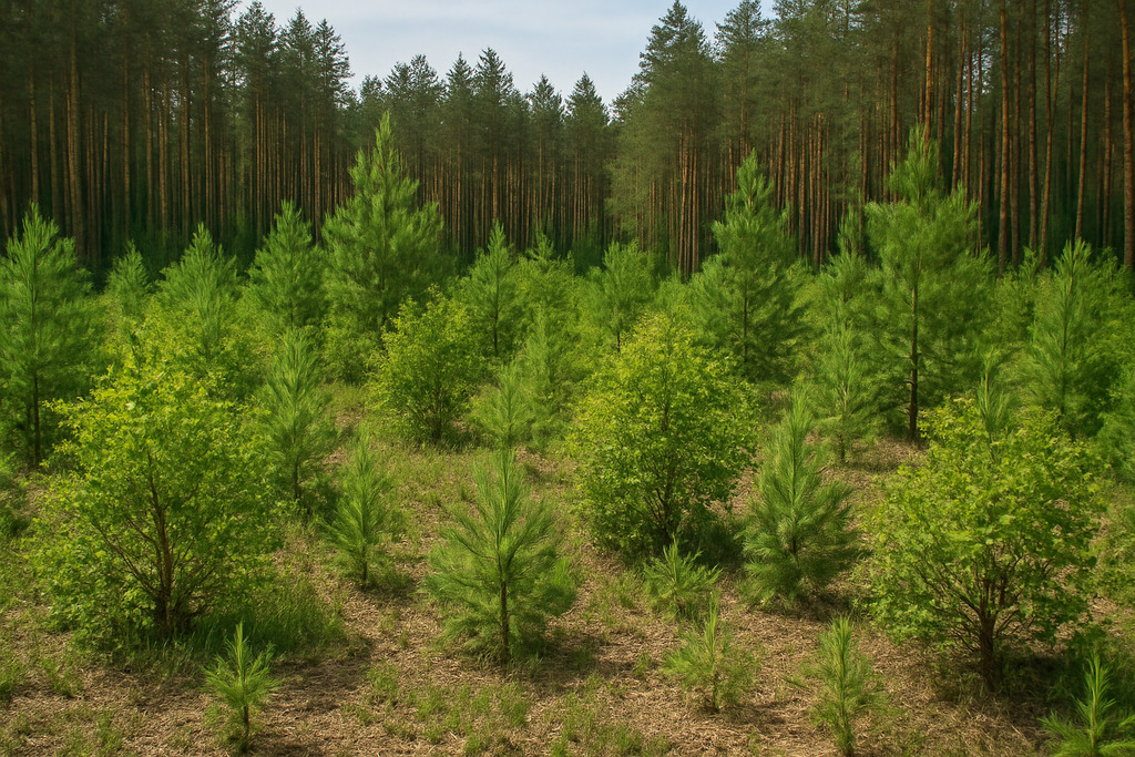 Grunt leśny z postępującą sukcesją naturalną
