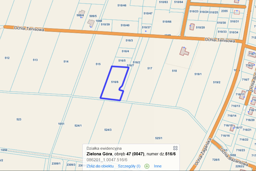 Duża działka 3445 m² Ochla ul.Tenisowa- Super Cena