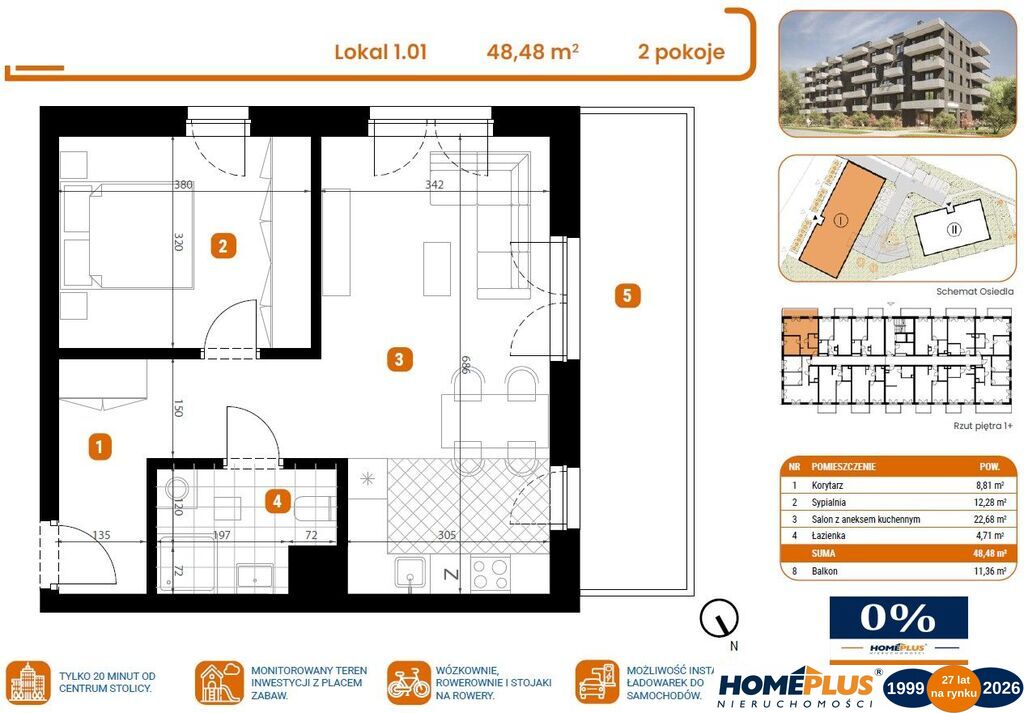 18 km od centrum Warszawy-Marki przy głównej ulicy