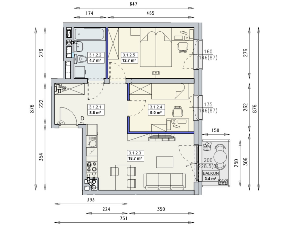 Klimatyzacja, 2miejsca P., 3pokoje