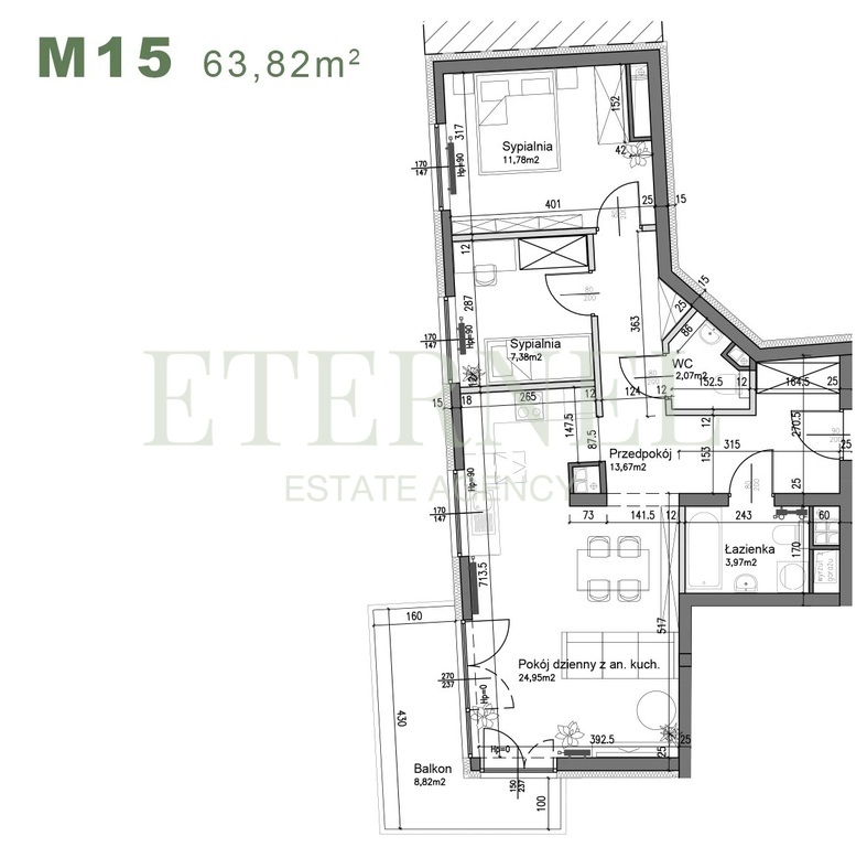 Przestronne mieszkanie 3pokojowe 63,82m2 Czyżyny
