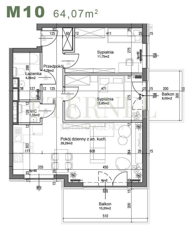 Przestronne mieszkanie 3-pokojowe 64,07m2