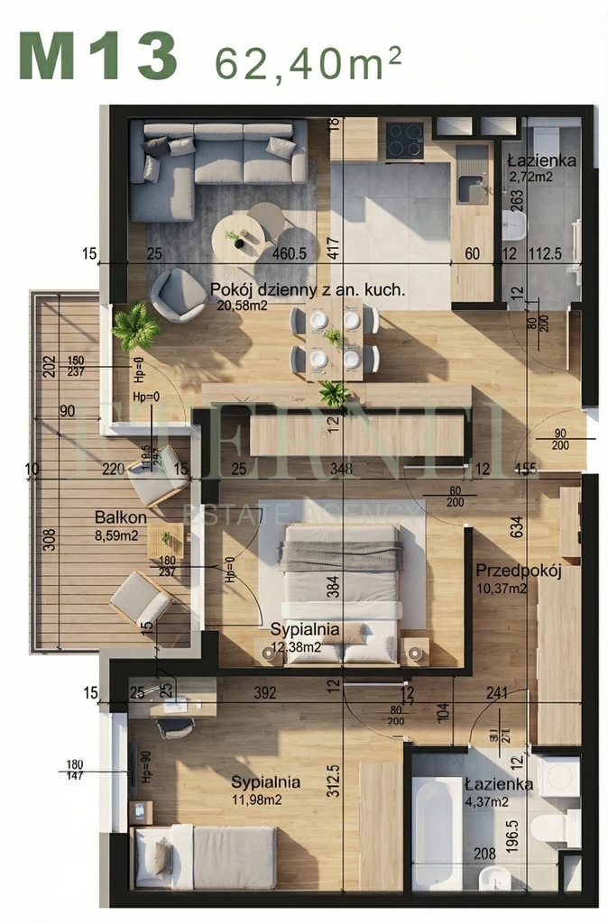 Wyjątkowe mieszkanie 3-pokojowe 62,40m2 Czyżyny
