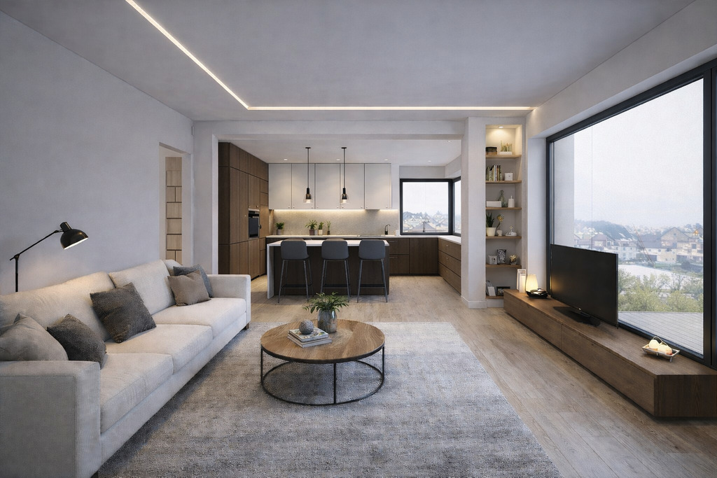 Nowoczesny dom parterowy w stanie surowym otwartym