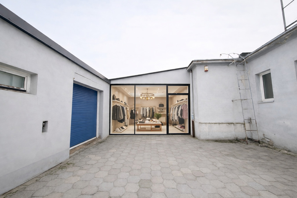 Duża hala magazynowa typu wiata z placem dla TIR