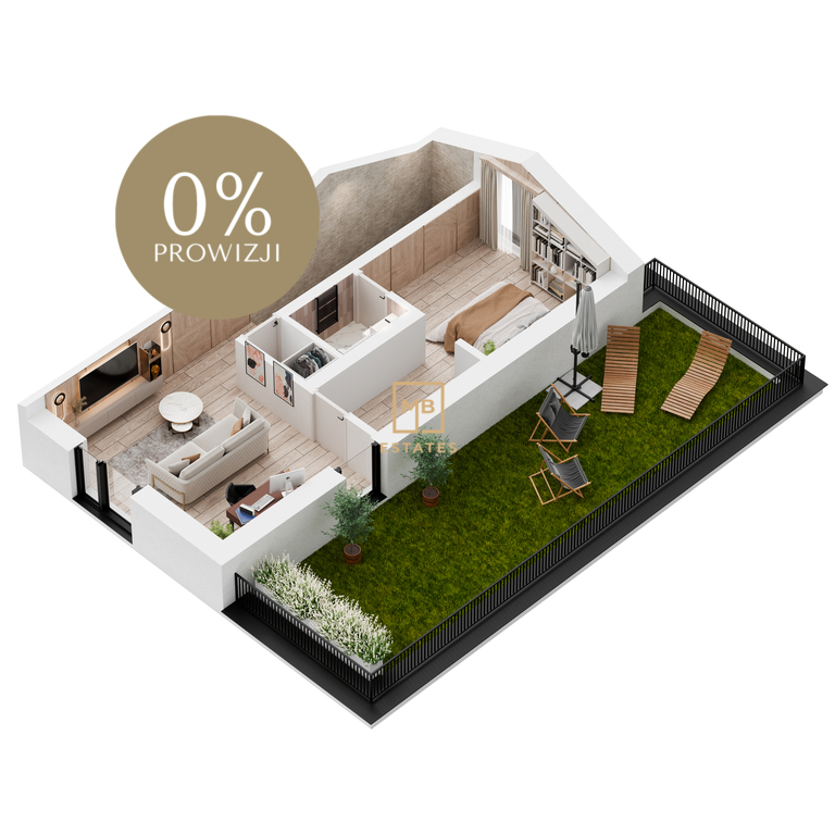 Trójstronny Apartament z zielonym tarasem