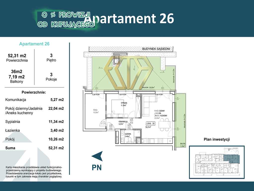 Mieszkanie z dużym tarasem i balkonem