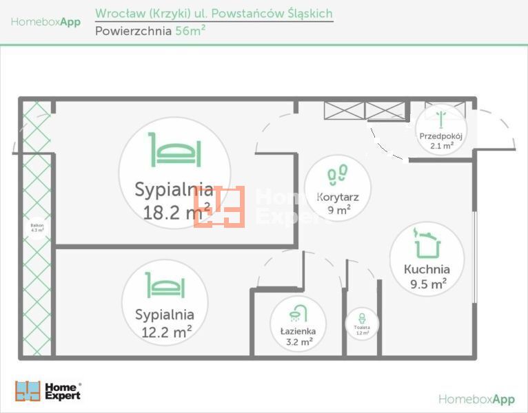 Do wynajęcia Mieszkanie 2-pokojowe 54 m²
