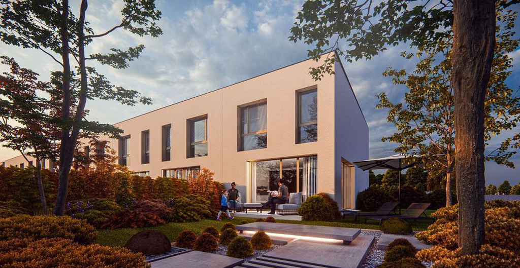 Szeregowiec z ogródkiem i garażem