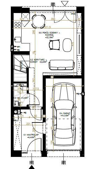 Szeregowiec z ogródkiem i garażem
