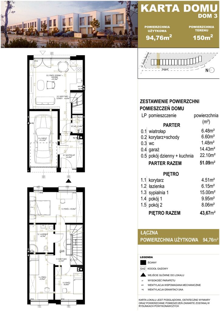 Szeregowiec z ogródkiem i garażem