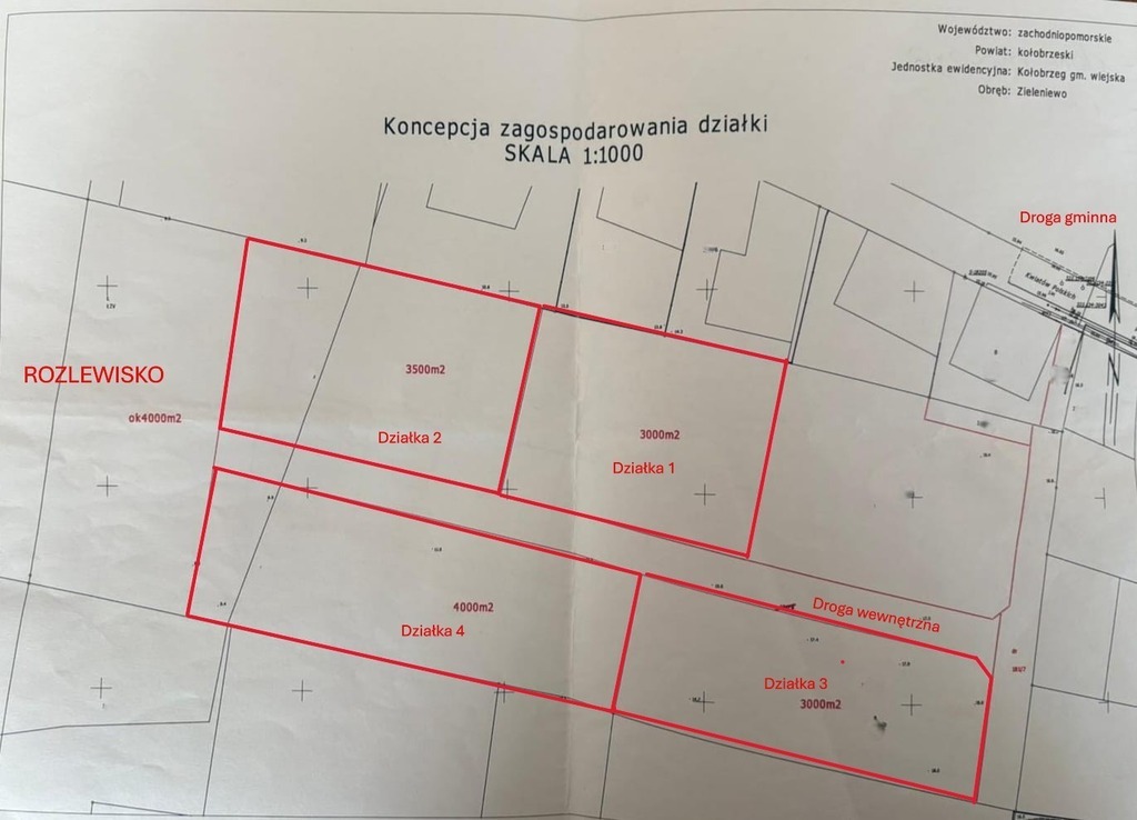 Działka siedliskowa nad rozlewiskiem 4 km od morza