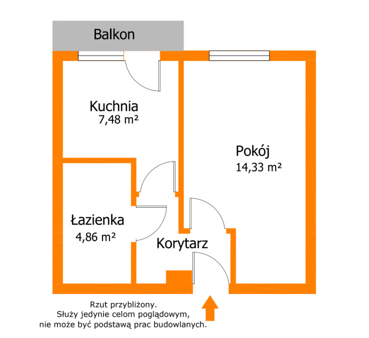 Kawalerka z balkonem na 1 piętrze!