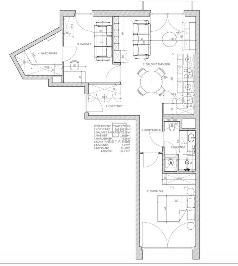 NOHO | Młyny Mogilska | Apartament 59m2