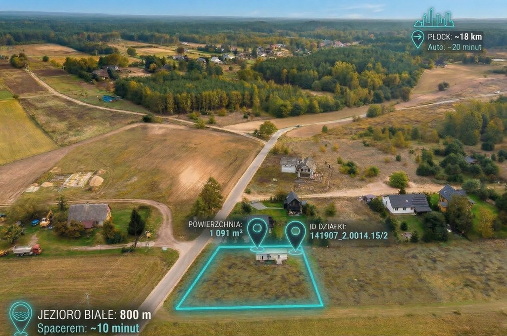 Uzbrojona działka 1091 m² + domek holenderski