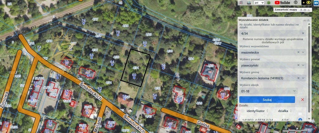 Działka budowlana 998 m² – Konstancin-Jeziorna