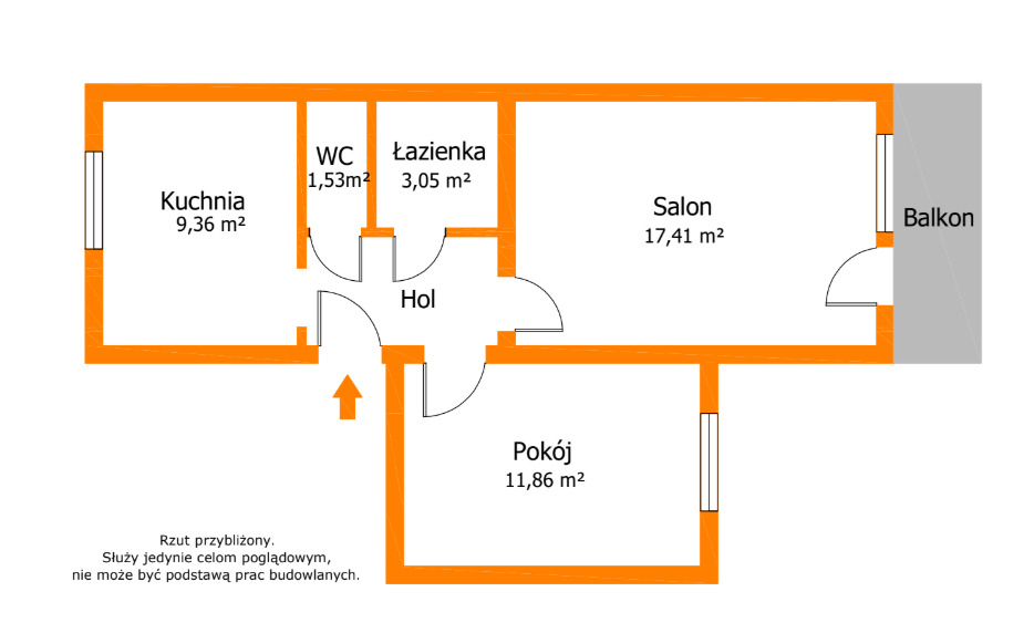 2 pokojowe mieszkanie z balkonem