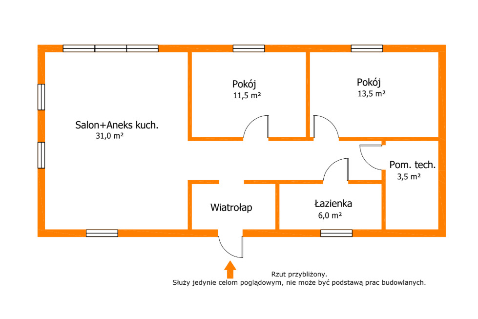 Nowy parterowy dom jednorodzinny lokalowy 86 m²