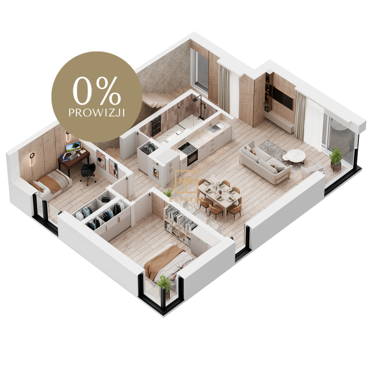 Trójstronny Apartament z zielonym tarasem