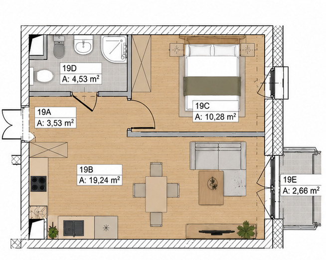 Cesja - PCC 1% - 2 pokoje - Bałtycka