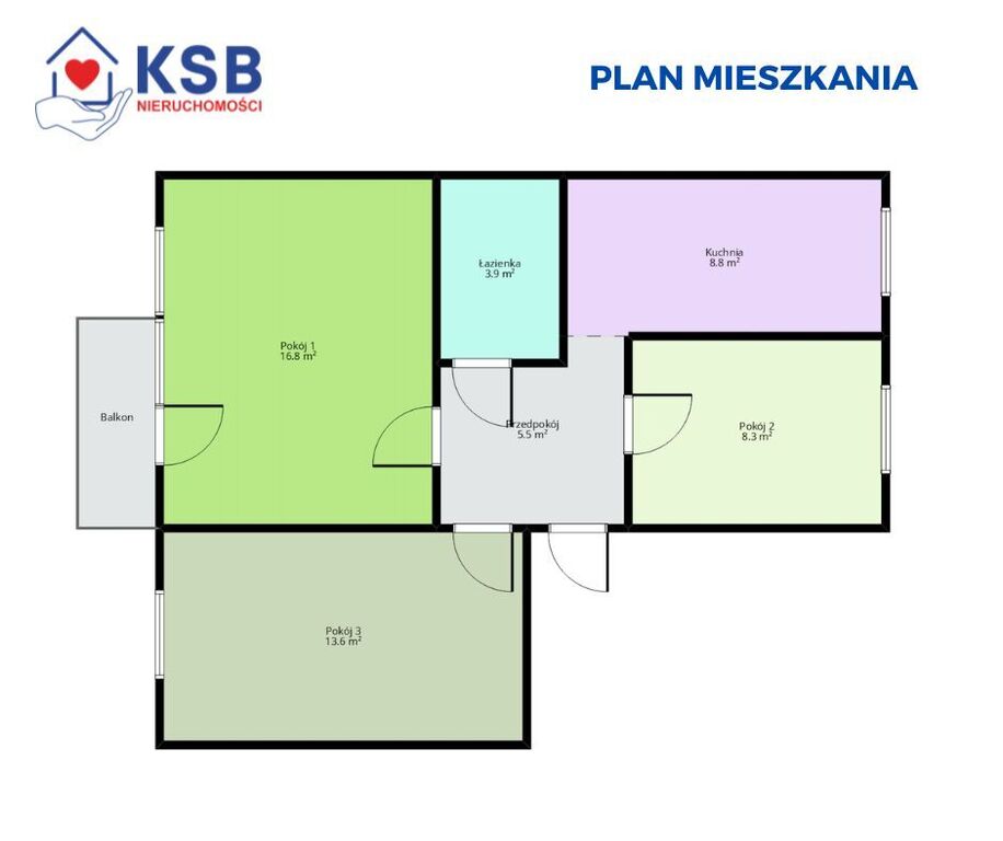 Dwustronne mieszkanie 56,8m2 Os. Słoneczne