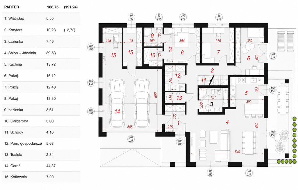 Nowoczesny dom parterowy | 188,75 m²