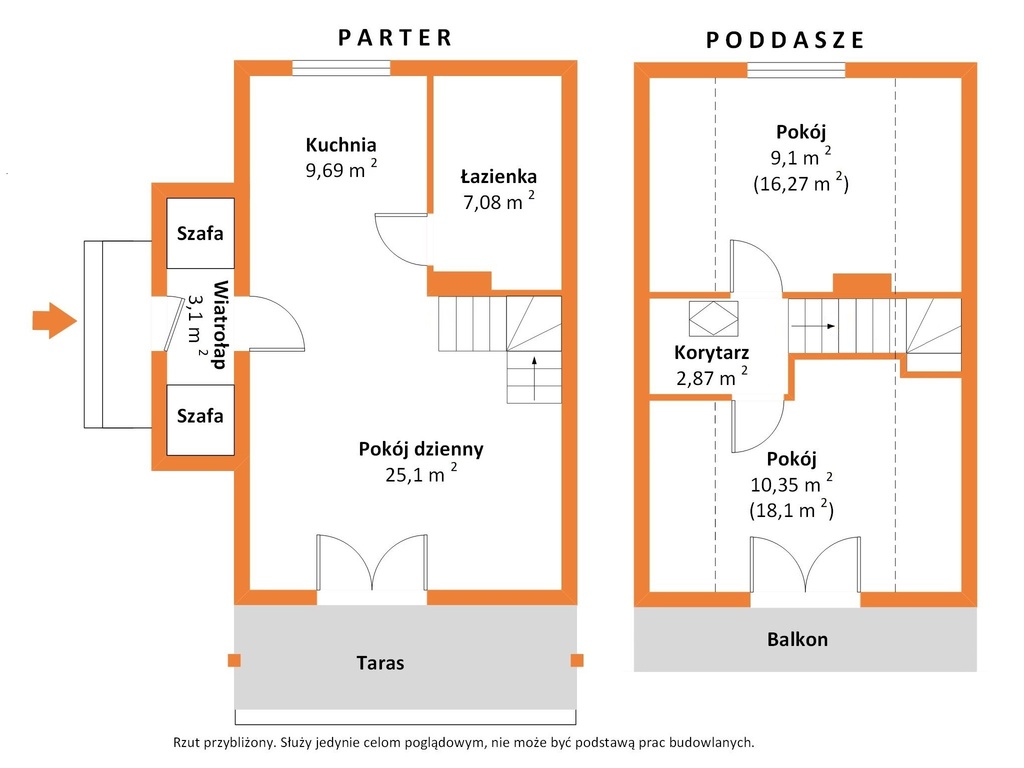 Dom, parter+poddasze, 63,32 m2, Kalino, gm. Rzgów
