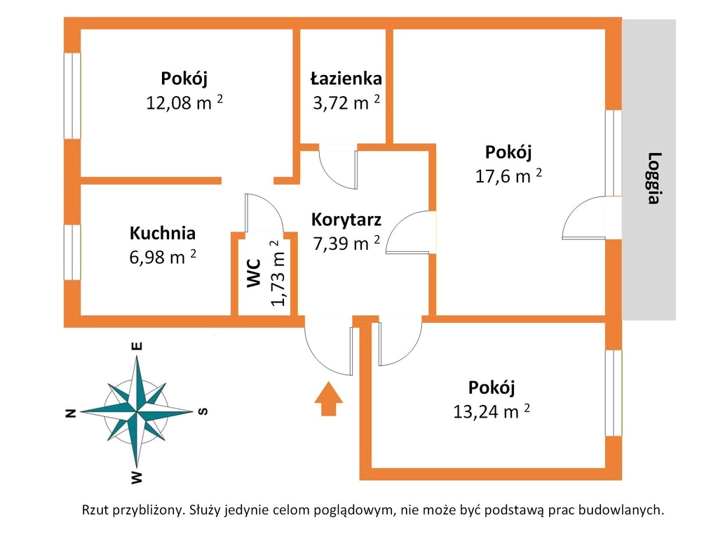 62 m², 3 pokoje rozkładowe, Dmowskiego, czysta KW