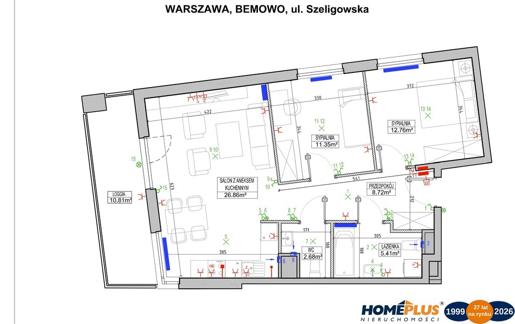 3 pokoje na osiedlu Modern City na Bemowie