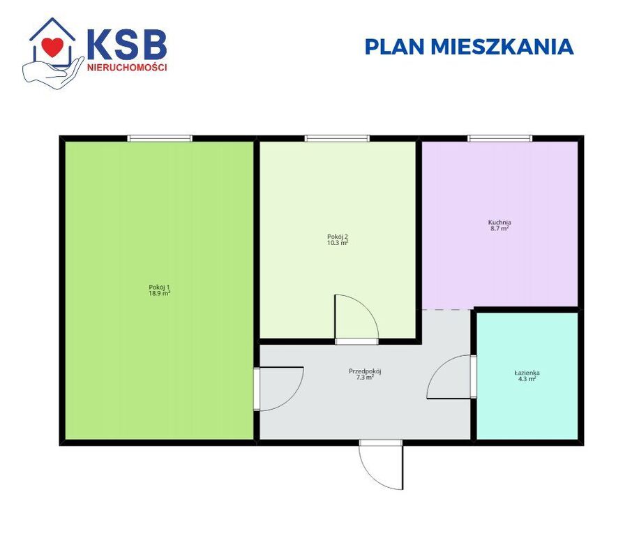 Widne mieszkanie-1piętro,48,82m2 Os.Wzgórze Ożarów