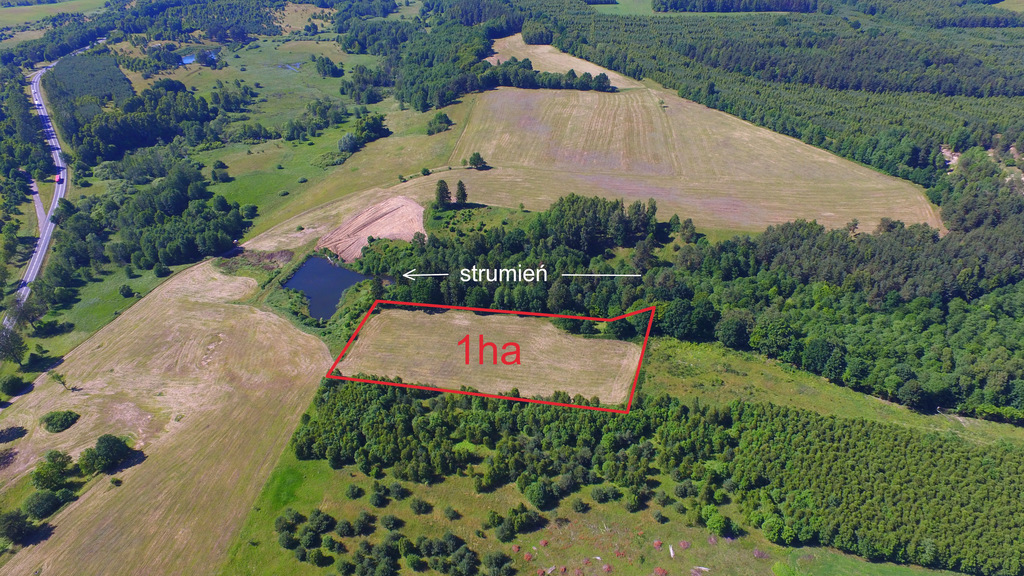 Działka 1.0000ha,m. Bobolice,las,piękny widok,