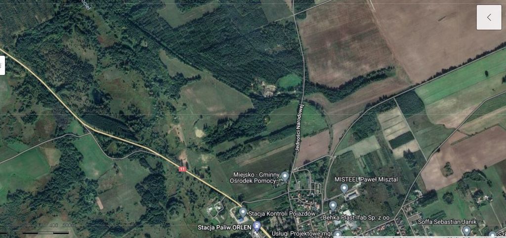 Działka 2.3103ha,m.Bobolice,las,dr.asfaltowa.