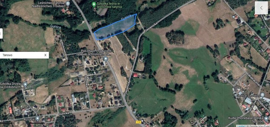 Działka Tanowo,plan-usługi,3233m2,łączna-1.74 ha.