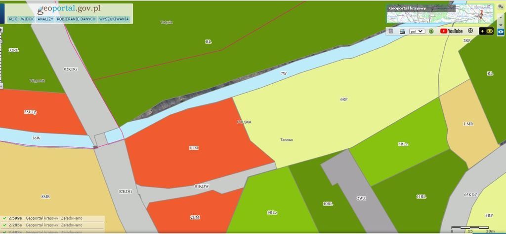 Działka Tanowo,plan-usługi,3233m2,łączna-1.74 ha.