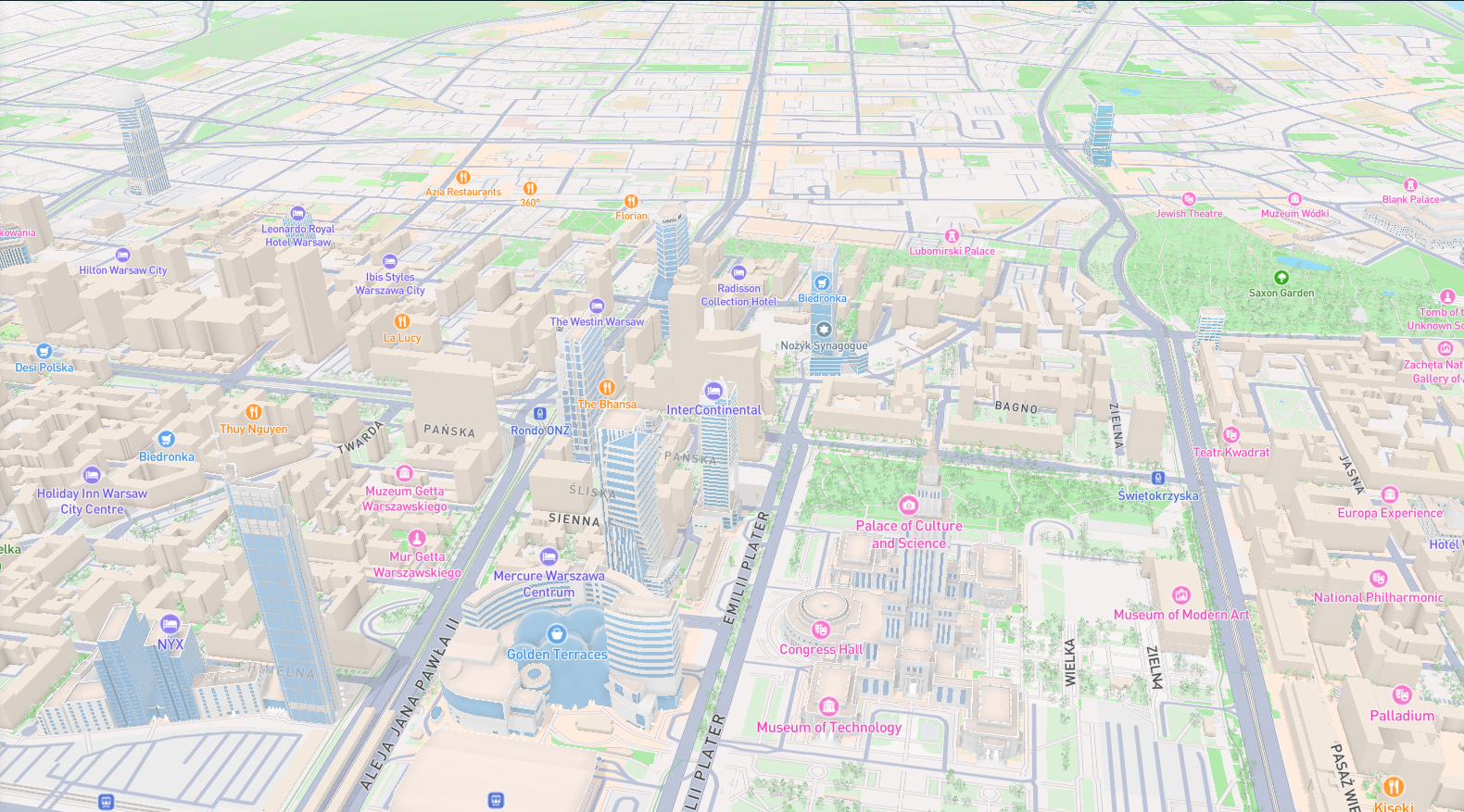 Widok mapy Warszawy